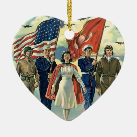  Patriottisch, trots militair personeel Heros Keramisch Ornament (Voorkant)