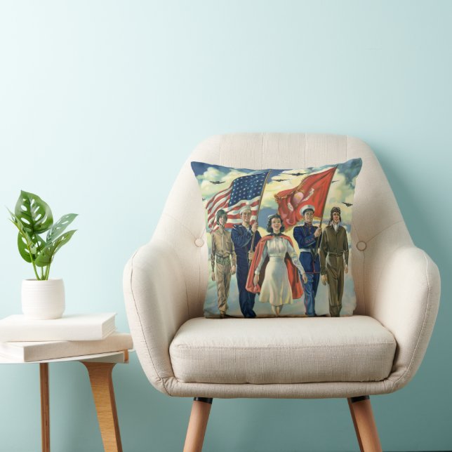  Patriottisch, trots militair personeel Heros Kussen (Stoel)