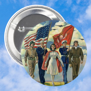  Patriottisch, trots militair personeel Heros Ronde Button 5,7 Cm