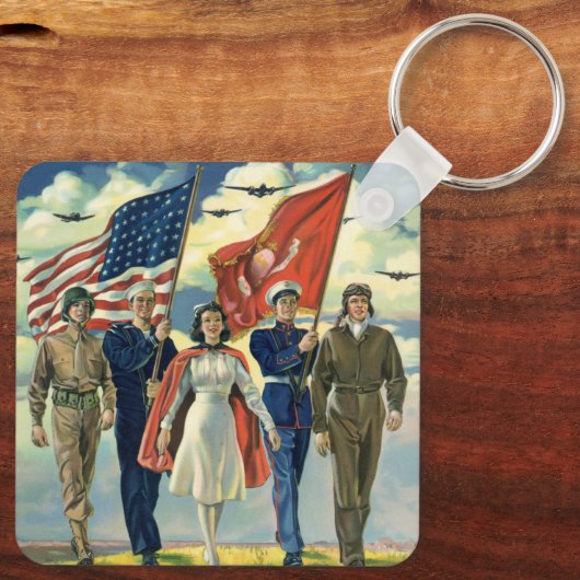 Patriottisch, trots militair personeel Heros Sleutelhanger (Achterkant)
