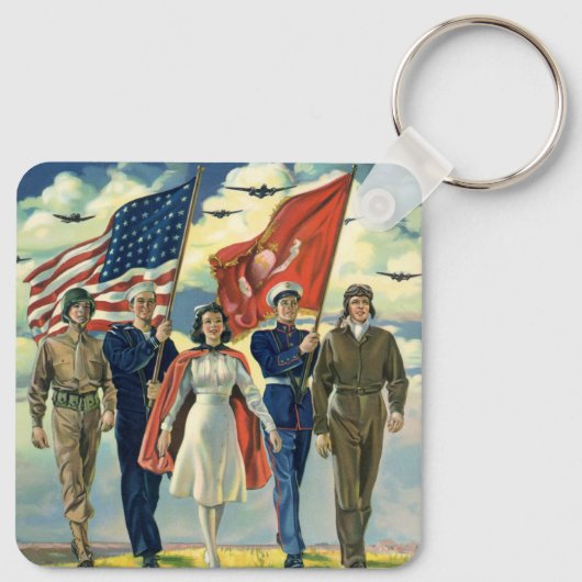 Patriottisch, trots militair personeel Heros Sleutelhanger (Achterkant)