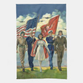  Patriottisch, trots militair personeel Heros Theedoek (Verticaal)