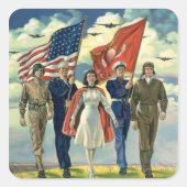  Patriottisch, trots militair personeel Heros Vierkante Sticker (Voorkant)