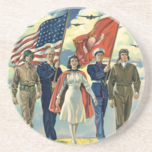  Patriottisch, trots militair personeel Heros Zandsteen Onderzetter