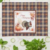 Patriottisch Turkije Thanksgiving op Plaid Theedoek (Gevouwen)