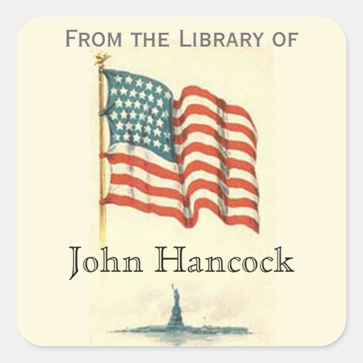 Patriottisch "Uit de Bibliotheek van Sticker" Vierkante Sticker (Voorkant)