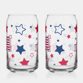 Patriottisch USA, 1776, 4 juli Rood, Wit & Blauw Blikvorm Glas (Links)
