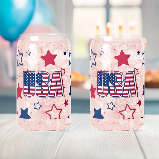 Patriottisch USA, 1776, 4 juli Rood, Wit & Blauw Blikvorm Glas (Insitu (Baby Shower))