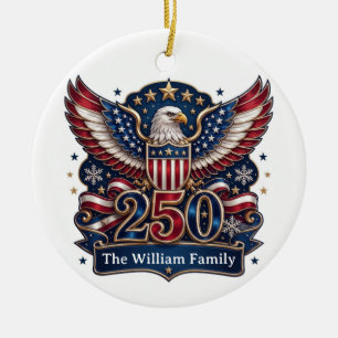 Patriottisch USA 250 Adelaar op maat gemaakt famil Keramisch Ornament