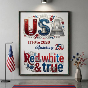 Patriottisch USA 250-jarig jubileum Amerikaans ant Perfect Poster