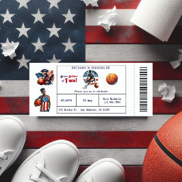 Patriottisch USA Basketbal Ticket Verjaardagsfeest Kaart