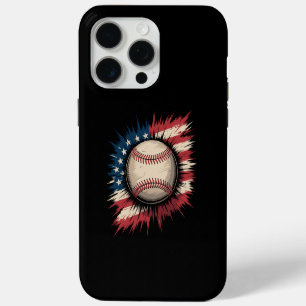 Patriottisch USA-honkbal Amerikaanse vlag vintage iPhone 15 Pro Max Hoesje