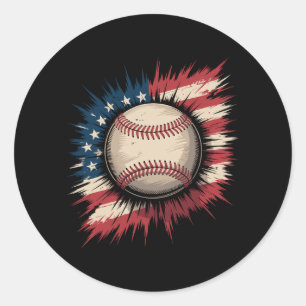 Patriottisch USA-honkbal Amerikaanse vlag vintage Ronde Sticker