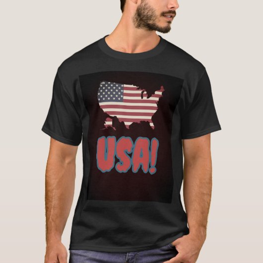 Patriottisch USA Kaart Ontwerp met Bold Lettering T-shirt (Voorkant)