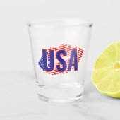Patriottisch USA Monogram Lipstick Kus Shot Glass Shot Glas (Voorkant)