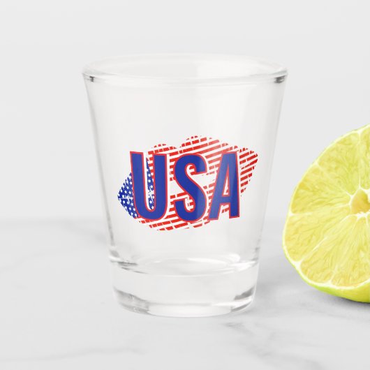 Patriottisch USA Monogram Lipstick Kus Shot Glass Shot Glas (Voorkant)