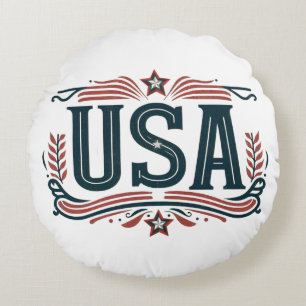 Patriottisch, USA Rond Kussen