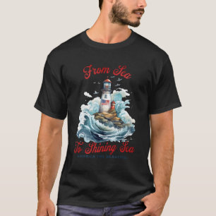 Patriottisch van Zee naar Shining Zee vuurtoren 4t T-shirt