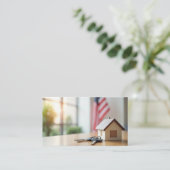 Patriottisch vastgoed met huis en sleutels visitekaartje (Staand voorkant)