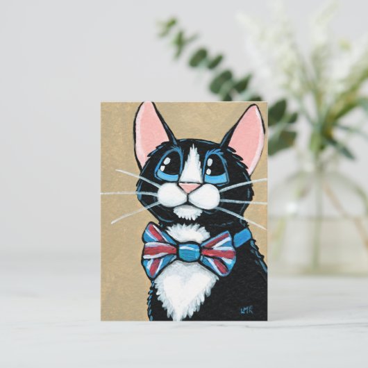 Patriottisch Verenigd Koninkrijk Tuxedo Cat met St Briefkaart (Staand voorkant)