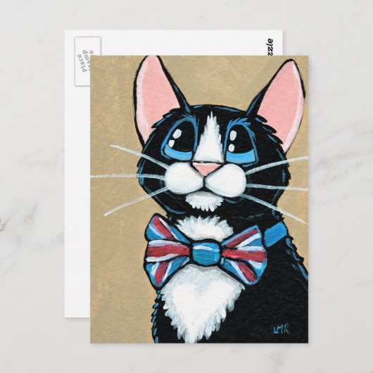 Patriottisch Verenigd Koninkrijk Tuxedo Cat met St Briefkaart (Voorkant / Achterkant)