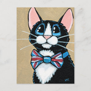 Patriottisch Verenigd Koninkrijk Tuxedo Cat met St Briefkaart