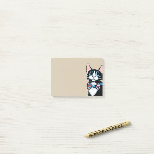 Patriottisch Verenigd Koninkrijk Tuxedo Cat met St Post-it® Notes (Op bureau)