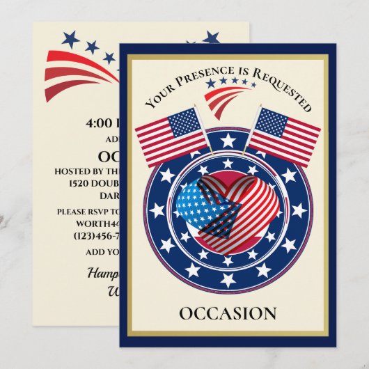 Patriottisch Verenigde Staten van Amerika Kaart (Voorkant / Achterkant)