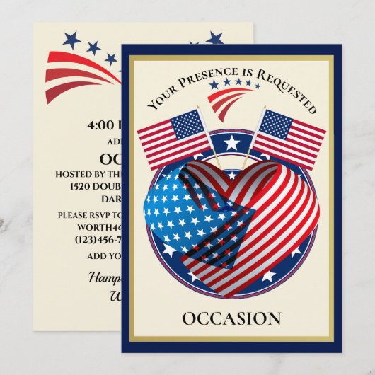 Patriottisch Verenigde Staten van Amerika Kaart (Voorkant / Achterkant)