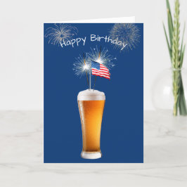 Patriottisch Verjaardagsbier met Sparklers Kaart
