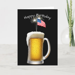 Patriottisch Verjaardagsbier met Sparklers Kaart
