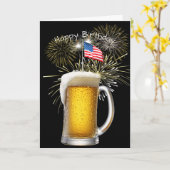 Patriottisch Verjaardagsbier met Sparklers Kaart (Gele Bloem)