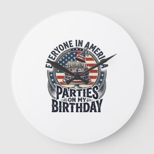 Patriottisch verjaardagsfeest vintage cake shirt o grote klok