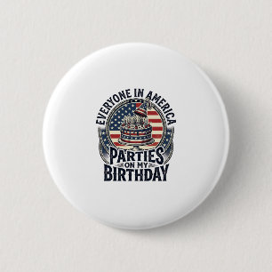 Patriottisch verjaardagsfeest vintage cake shirt o ronde button 5,7 cm