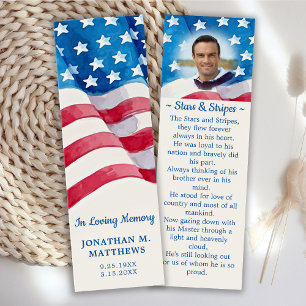 Patriottisch veteraan Memorial Funeral Prayer Blad Mini Visitekaartjes