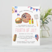 Patriottisch vier juli BBQ-feest uitnodiging (Staand voorkant)
