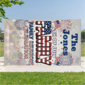 Patriottisch Vier Juli Familie Feest Design Spandoek (Buitenkant)