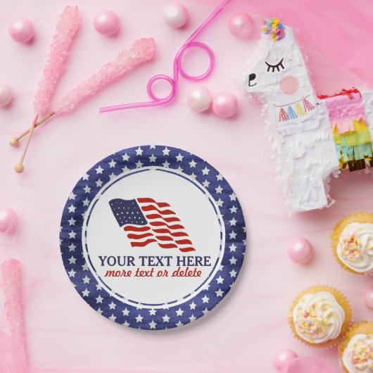 Patriottisch Vierde juli Amerikaanse Vlag Aangepas Papieren Bordje (Feest)