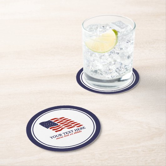 Patriottisch Vierde juli Amerikaanse Vlag Aangepas Ronde Kartonnen Onderzetter (Insitu)