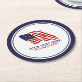 Patriottisch Vierde juli Amerikaanse Vlag Aangepas Ronde Kartonnen Onderzetter (Gebogen)