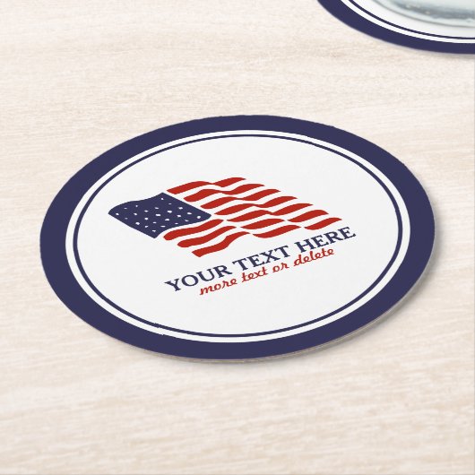 Patriottisch Vierde juli Amerikaanse Vlag Aangepas Ronde Kartonnen Onderzetter (Gebogen)