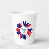 Patriottisch Vierde juli Bbq Floral Red White Blue Papieren Bekers (Voorkant)