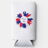 Patriottisch Vierde juli Bbq Floral Red White Blue Seltzer Blikjeskoeler (Voorkant)