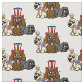 Patriottisch Vierde juli Dogs Fireworks Cute Stof (Swatch)