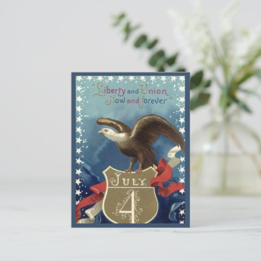  Patriottisch Vierde juli, Eagle met sterren Briefkaart (Staand voorkant)