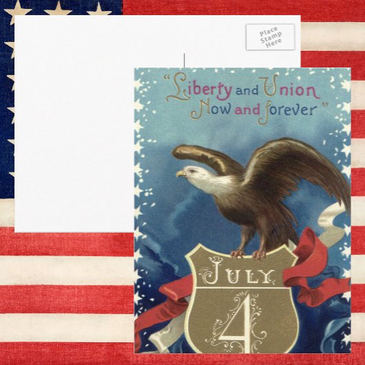  Patriottisch Vierde juli, Eagle met sterren Briefkaart