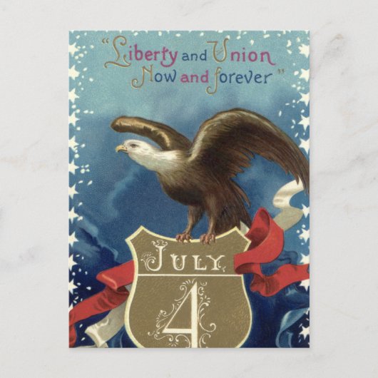  Patriottisch Vierde juli, Eagle met sterren Briefkaart (Voorkant)