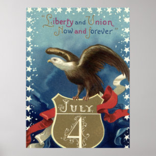 Patriottisch Vierde juli, Eagle met sterren Poster