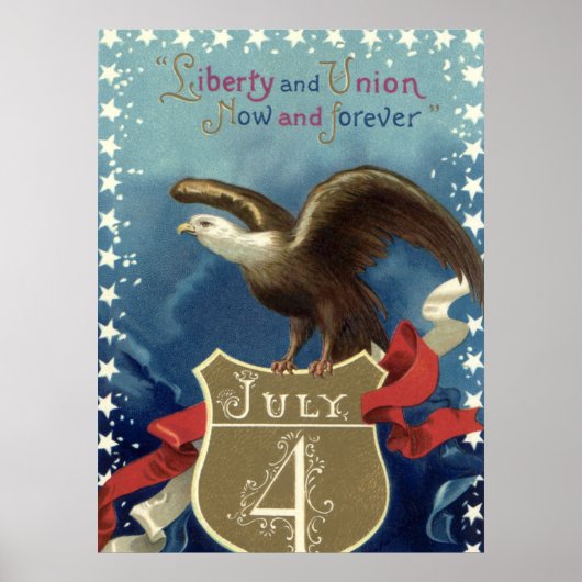  Patriottisch Vierde juli, Eagle met sterren Poster (Voorkant)