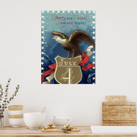  Patriottisch Vierde juli, Eagle met sterren Poster (Keuken)